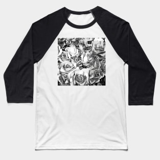 Black and white Roses Sketch Baseball T-Shirt